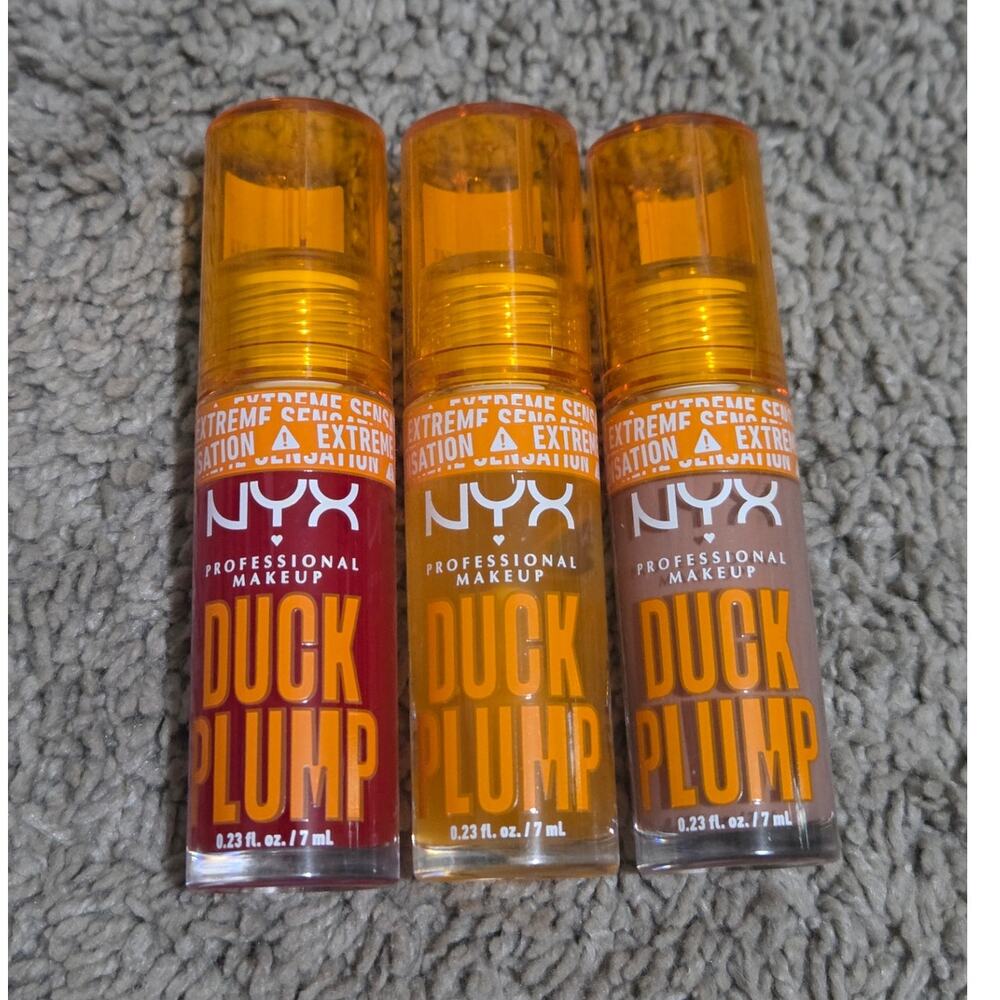 NYX Duck Plump Lip Gloss Bundle of 3 - Cherry‎ Spice, Clearly Spicy, Bangin Bare